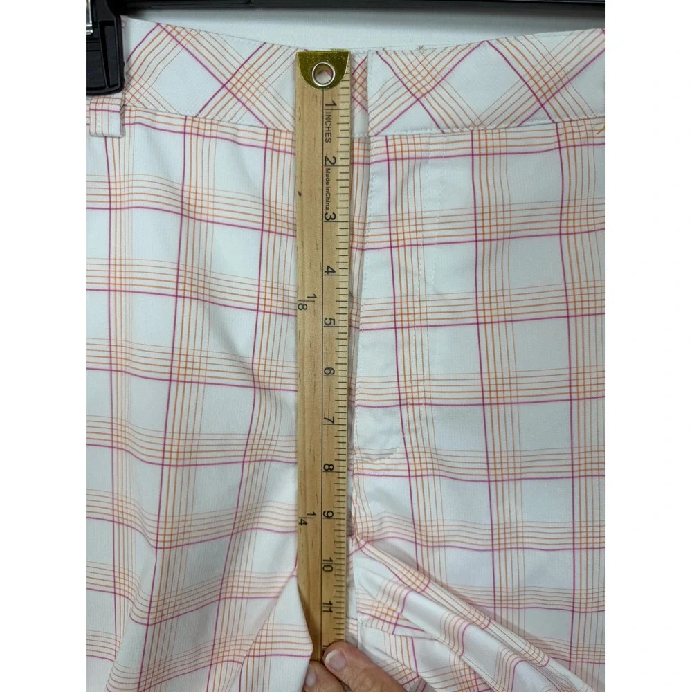 Puma Men's Golf Shorts‎ White Orange Pink Plaid Sport Lifestyle Lightweight 32
